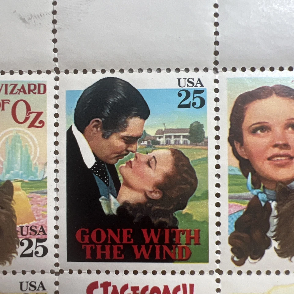 1990 Stamps 25 cent Classic Films Full Sheet of 40 Wizard of Oz etc - Image 3 of 4