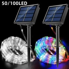 12M 100 LED Solar Rope Tube String Fairy Lights Strip Garden Outdoor Waterproof