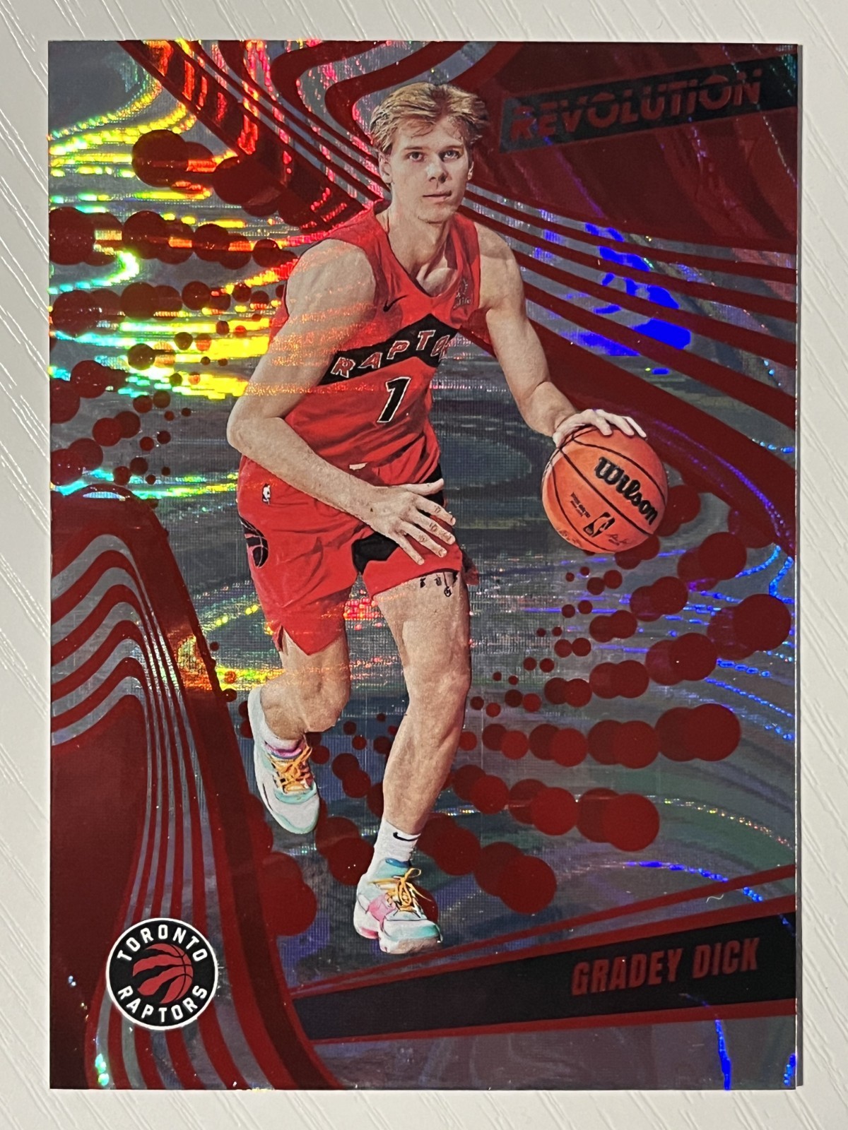 Gradey Dick 2023-24 Panini Revolution Red Swirl #110 002/199 Raptors Kansas