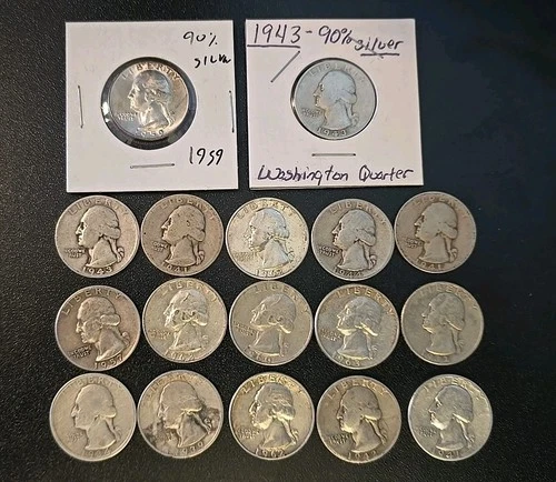 17x Silver US 1932 - 1963 Quarters Lot - 90% Silver Collection Circulated to AU