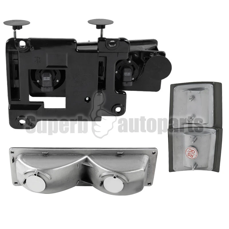 Fits 1994-1998 Chevy C10 C/K 1500 2500 3500 Headlights Front Corner Bumper Smoke - Image 3 of 4