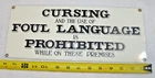 Vintage  Ande Rooney Porcelain  Sign CURSING & FOUL LANGUAGE Funny Rare 14X6"