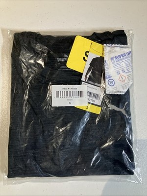 Puma Men's Everyday Active Tee Logo Soft Short Black Heather Small NWT