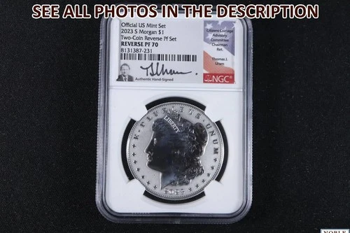 NobleSpirit (JM) Morgan Silver Dollar 2023 S Reverse Proof Set 2 of 2 NGC PF 70