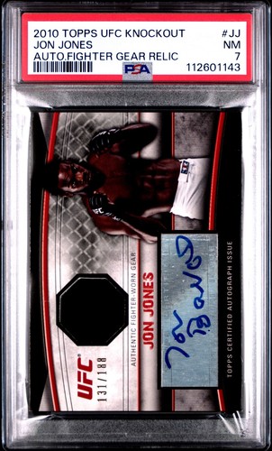 JON JONES 2010 TOPPS UFC KNOCKOUT COMBO AUTO RELIC JERSEY RARE /188 PSA 7 JG