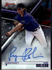 2018 Bowman Ryan Rolison Rookie Auto On-Card Rockies Prospect B18-RR. rookie card picture