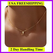 Cross Necklace for Women Girls, Dainty 14K Gold Silver Plated Cross Choker Pe...