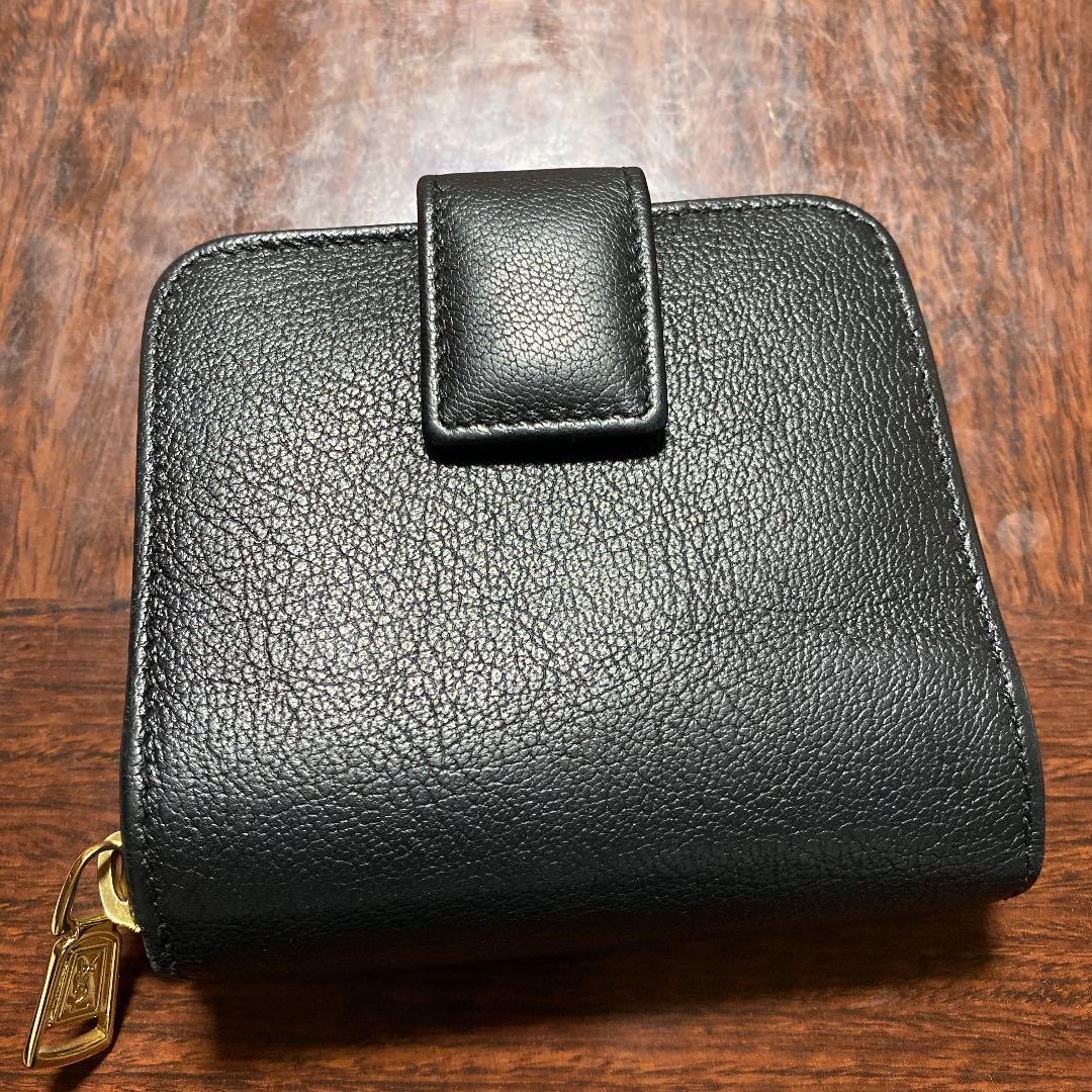 Yves Saint Laurent Black Bifold Wallet with Round Zip, Card Slots, Unisex Japan thumbnail 2