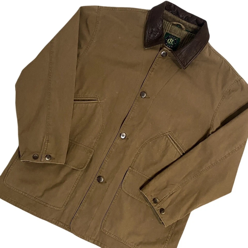Club Room Vintage Upland Hunting Jacket Men L Brown Corduroy/Leather Trim Canvas - Image 2 of 4