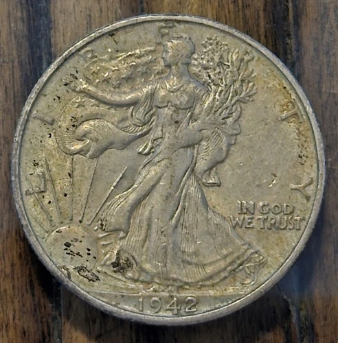 1942 S Walking Liberty Half Dollar AU Almost Uncirculated Honest Toned US Silver