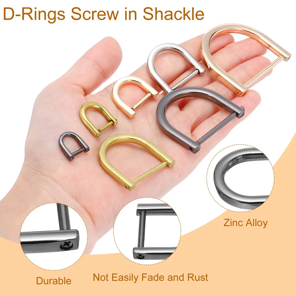 8 Piezas 13/16" Anillos en D Tornillo Grillete Herradura Forma de U Anillo en D Plateado/Negro Foto 4 de 4