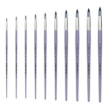 XDT 261 Round Watercolor Artist Paint Brush 10 Piece Set Medium Stiff Nylon Hair