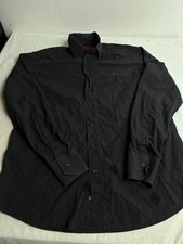 CH Carolina Herrera Navy Blue Solid Dress Shirt Mens Long Sleeve Size Large