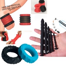 Silicone 5PCS Hollow Urethral Sounds Multi-Types Penis Scrotum Stretcher Ring