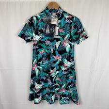 Tommy Bahama Short Sleeve Golf Tennis Dress Shorts Black Tropical Green Floral S