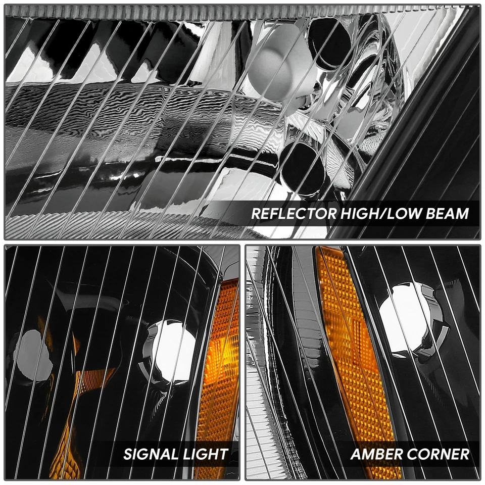 Pair Left+Right Set Black Headlights Complete For 03-19 Freightliner M2 106 112 - Image 3 of 4