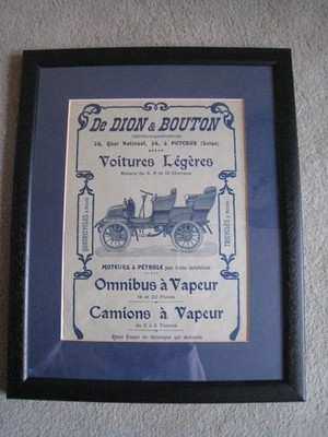 1902 DE DION BOUTON Werbung gerahmtes Bild Veteran Car London nach Brighton gelaufen