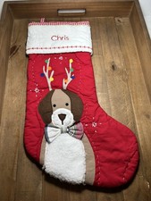 Pottery Barn Kids Quilted Christmas Stocking Collection  Dog w Antlers  Chris