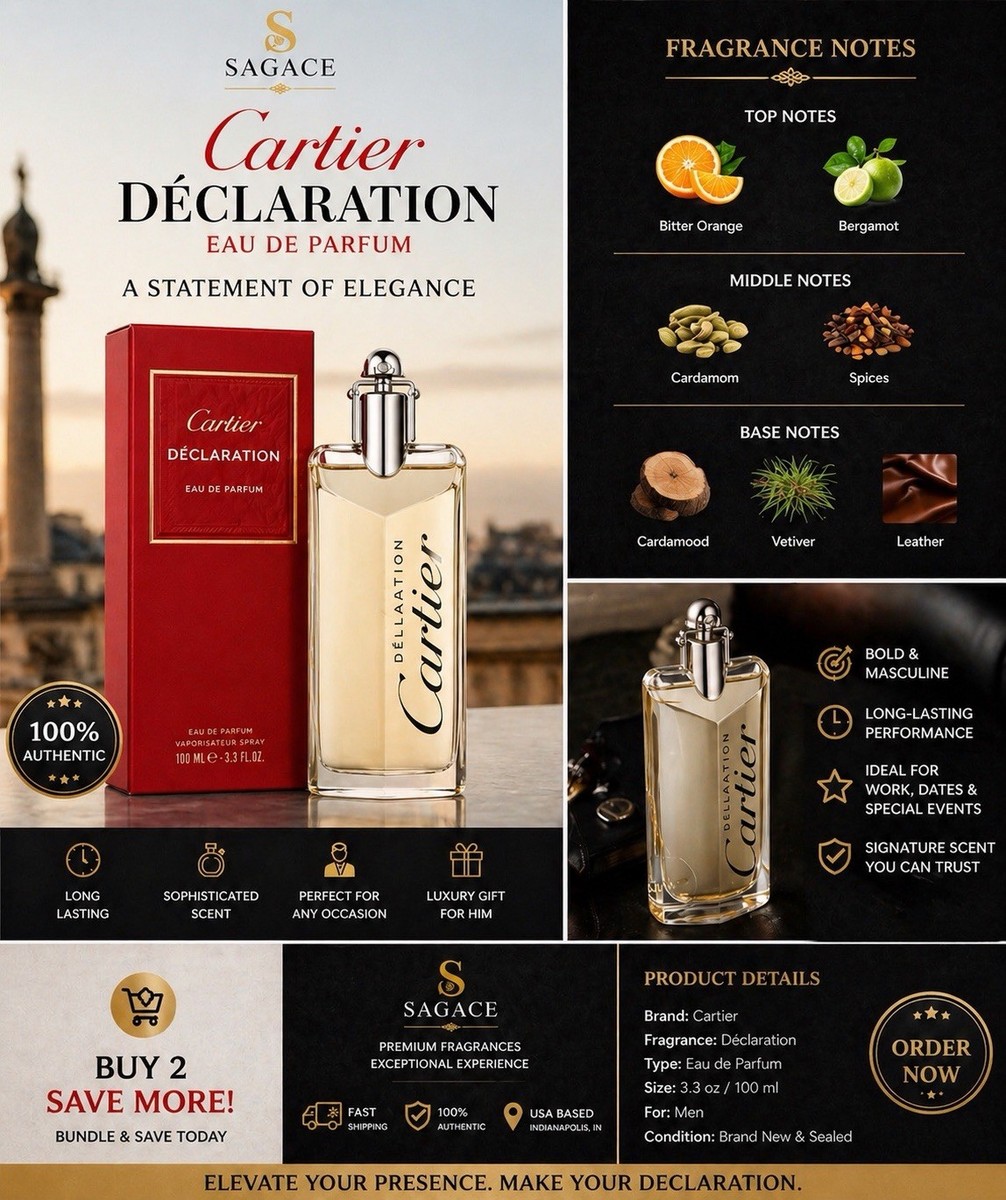 Cartier Déclaration Eau de Parfum Spray 3.3 fl oz 100 ml Bitter