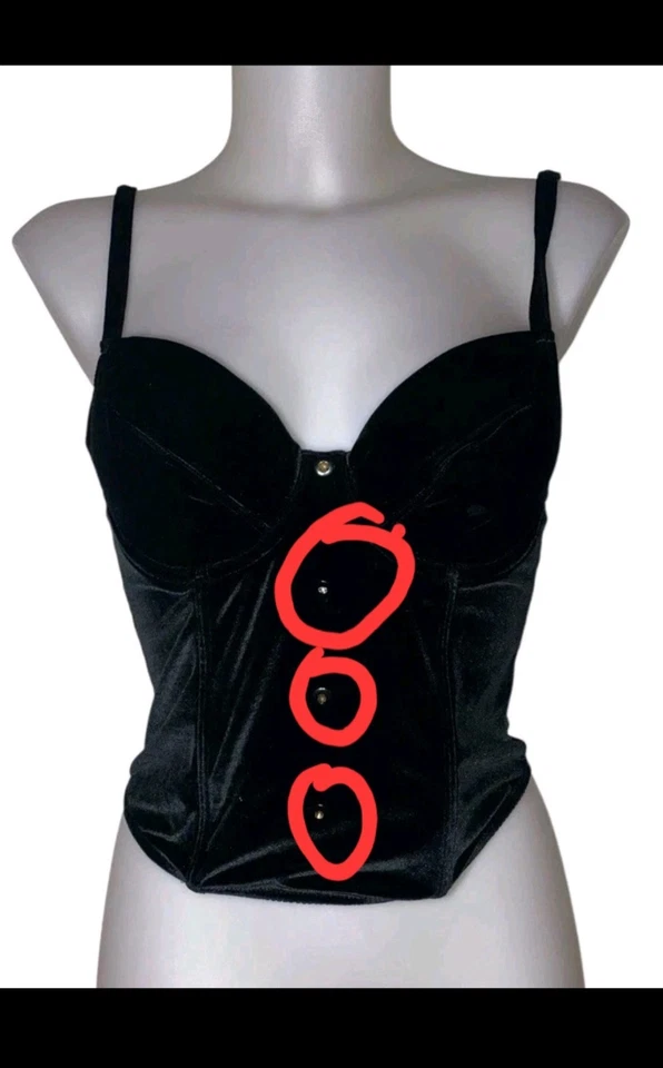 Vtg 90s Victoria’s Secret Sz XS Womens Black Velvet Witchy Grunge Cami Tank Top - Image 2 of 4