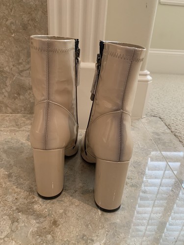 Spaziomoda Beige Nude Patent Leather Ankle Boot Bootie Block Heel 39 Italy R$495 - Picture 4 of 9