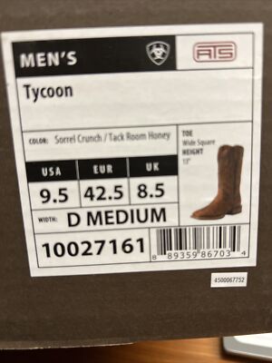 Ariat Mens Tycoon Western Boot Sorrel 