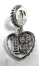 Authentic Pandora  Charm, 18 Years of Love Dangle,  #797262CZ