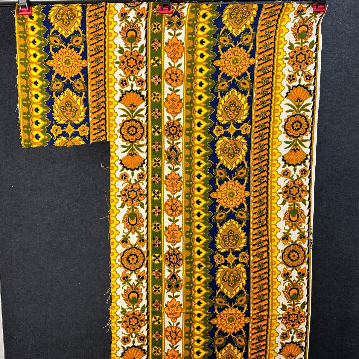 Vintage Moroccan Fabric Material Vibrant Color Floral Geometric