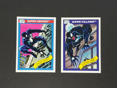 1990 Impel Marvel Universe #2 Spider-Man (RC) & #73 Venom (R
