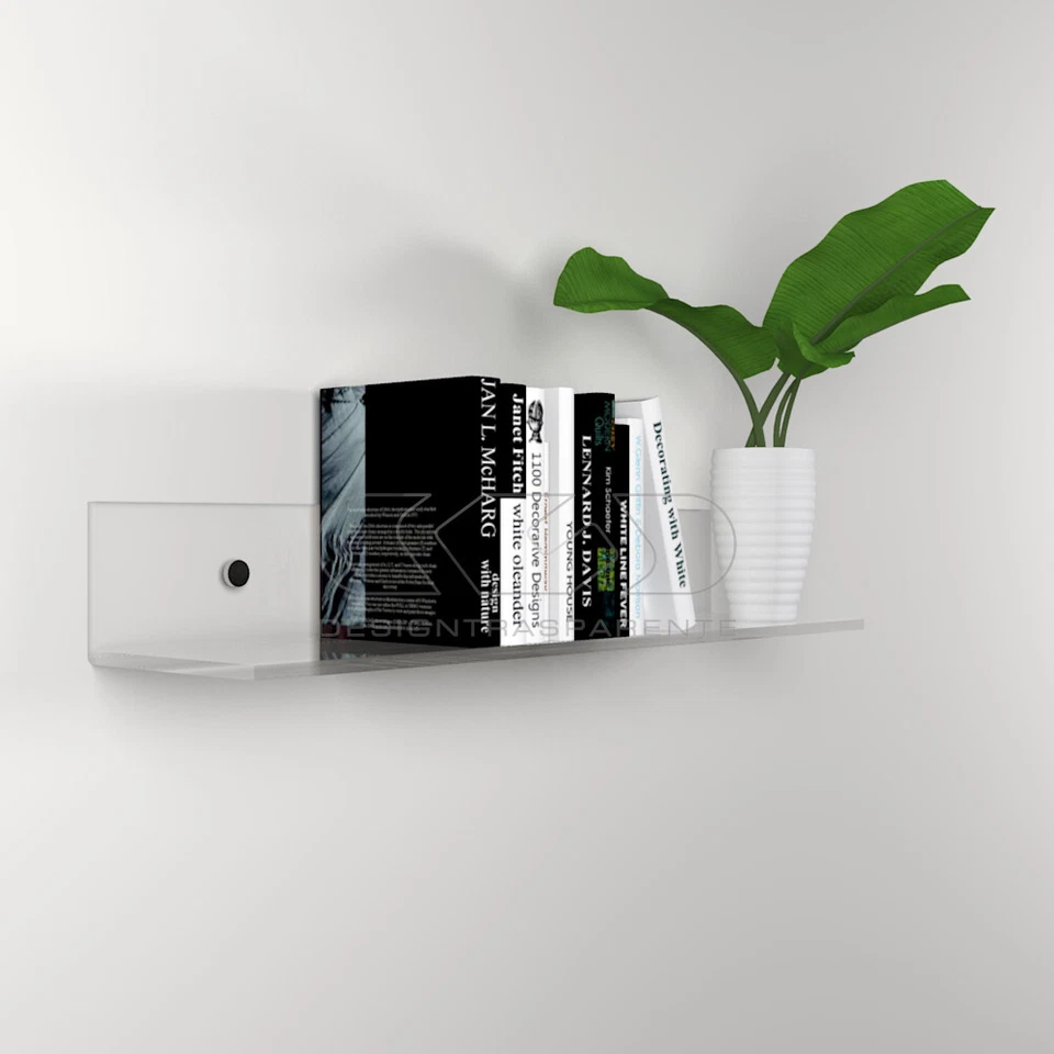 Mensola cm 60x30 in plexiglass trasparente alto spessore per libri - Immagine 2 di 4
