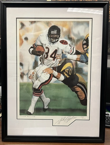 Walter Payton Signed Framed 23X31 Lithograph Beckett COA