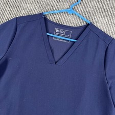 FIGS Technical Collection Scrub Top Womens Medium Blue Short Sleeve V Neck