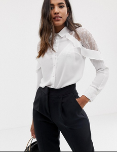 lipsy lace cold shoulder top