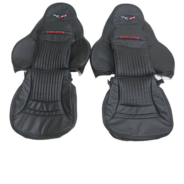19972004 C5 Corvette Vinyl Leather Replacement Sports Style Seat Covers Black eBay