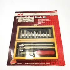 Ace HOBBY KNIFE and BLADE KIT #2025021, 3 Handles, 13 Assorted Blades, Wood Case