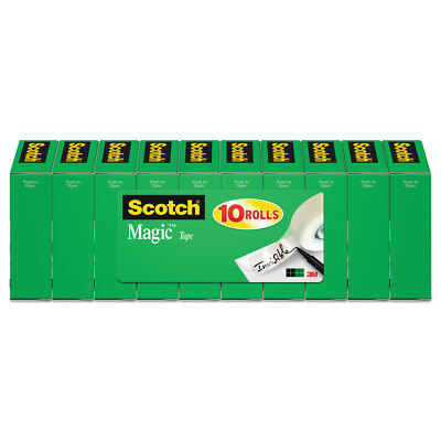 Scotch Magic Tape Value Pack, 1'' Core, 0.75'' x 83.33 ft, Clear, 10/Pack