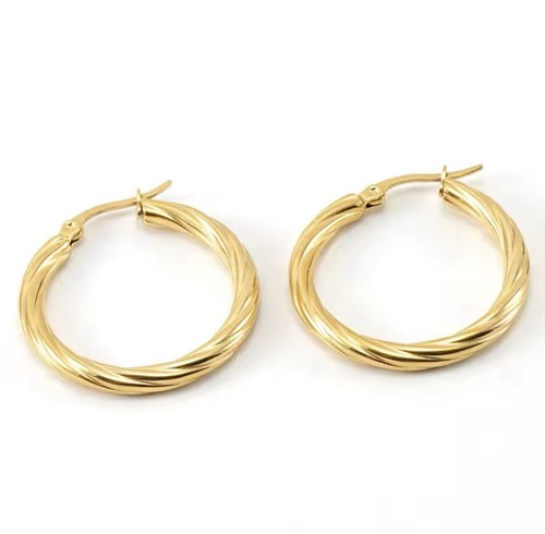 Earrings Gold Filled Twisted Hoops Earrings Hoop 9ct Gold 3CM - Picture 3 of 4