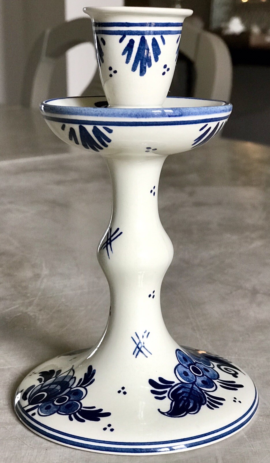 RARE Royal Goedewaagen Delfts Delft Blauw Blue White Floral Candle Stick Holder