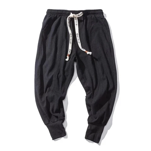 Lässige Herren Japanische Jogginghose Baumwolle Leinen Stretch Gummizug Hose Jogger - Bild 20 von 27