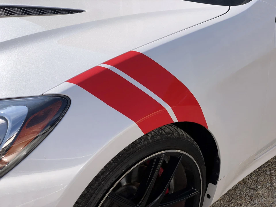 Наклейки Fender Hash Stripes для 2012 2013 2014 2015 2016 Hyundai Genesis Coupe - Изображение 2 из 3