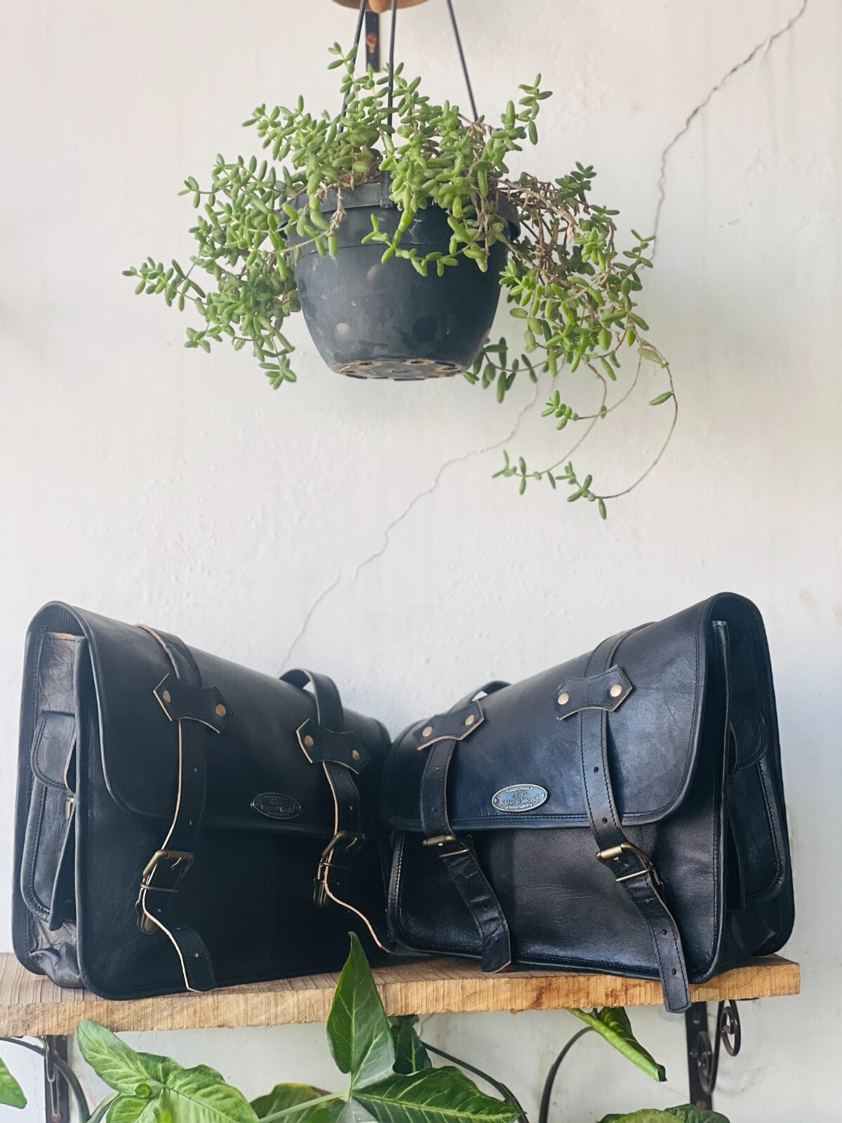 Cuero de cabra Moto Sillín Bolsas Alforja Bolsa de equipaje 10X13 Bolsa Gratis