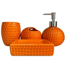 Bathroom Accessory Set Orange4 Pieces Ceramic Bathroom Decor Accessories Complet