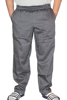 Men's Ultimate Baggy Chef Pant 100% Cotton Grey Houndstooth