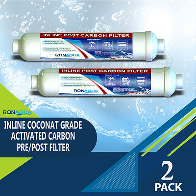 Inline Coconut Grade Activated Carbon Pre/Post Filter Set of 2