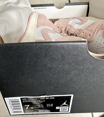 Nike Air Jordan 1 Mid SE White Sail Legend Pink - Size 7Y (8.5