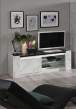 Italian High Gloss 150cm Victoria Black Marble TV Cabinet 12 Month 0% interest 