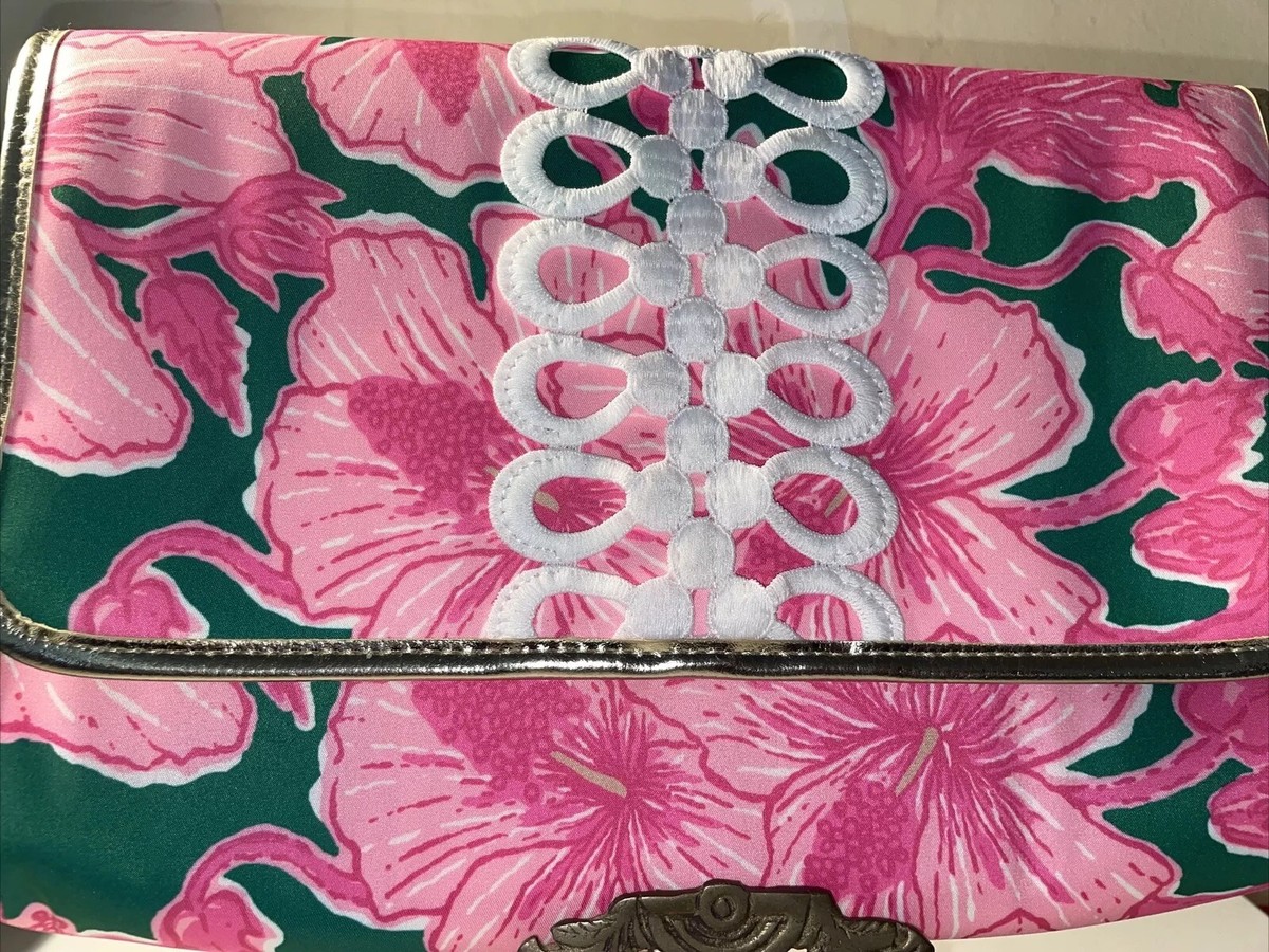Lilly Pulitzer GWP Clutch Pink Hibiscus Lovely Vibrant Colors! | eBay