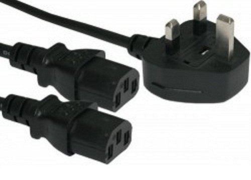 Power Cable UK Mains Fused Plug to 2 x IEC C13 Female Socket Y Split 2.5m v2 - 第 2/2 張圖片