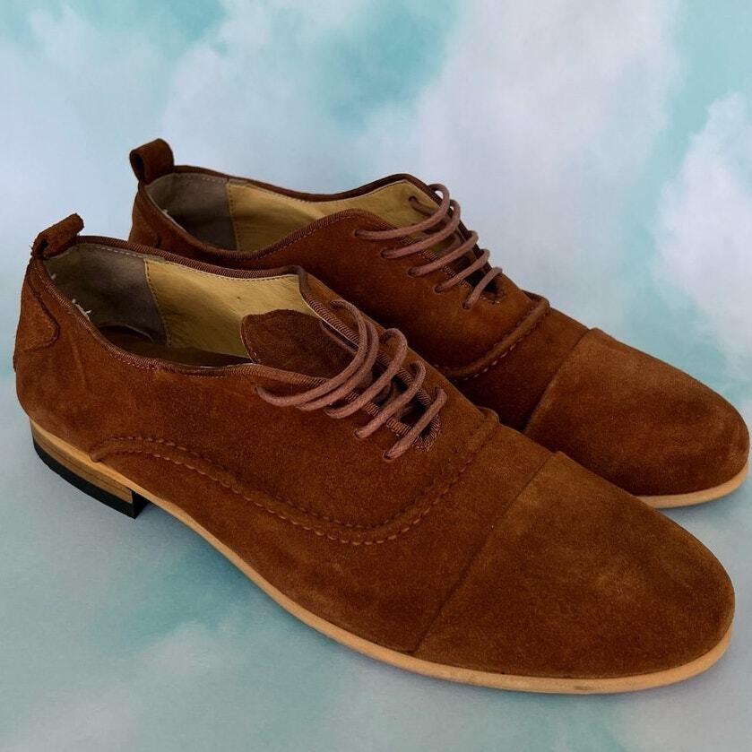 Fashinism Handmaded Men\'s Brown Soft Suede Shoes with Laces  Size 40 EU / 9.5 US Fashinism Handmaded Men main image 2