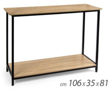 CONSOLLE TAVOLO INDUSTRIALE SALOTTO ROVERE METALLO NERO MODERNO 106*35*H81CM